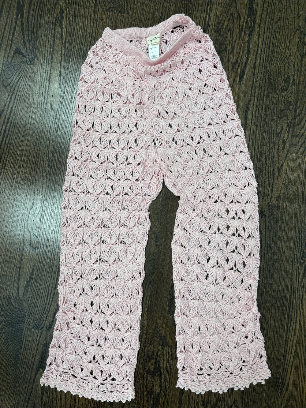 Hand-Crocheted Pink Swim Coverup Pants Capittana